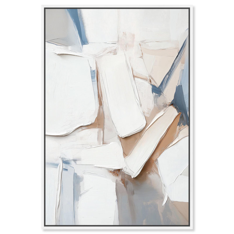 Toile «Bone and Beige II» par Art Remedy, H 25 po x l 17 po, Blanc, Cadre flottant