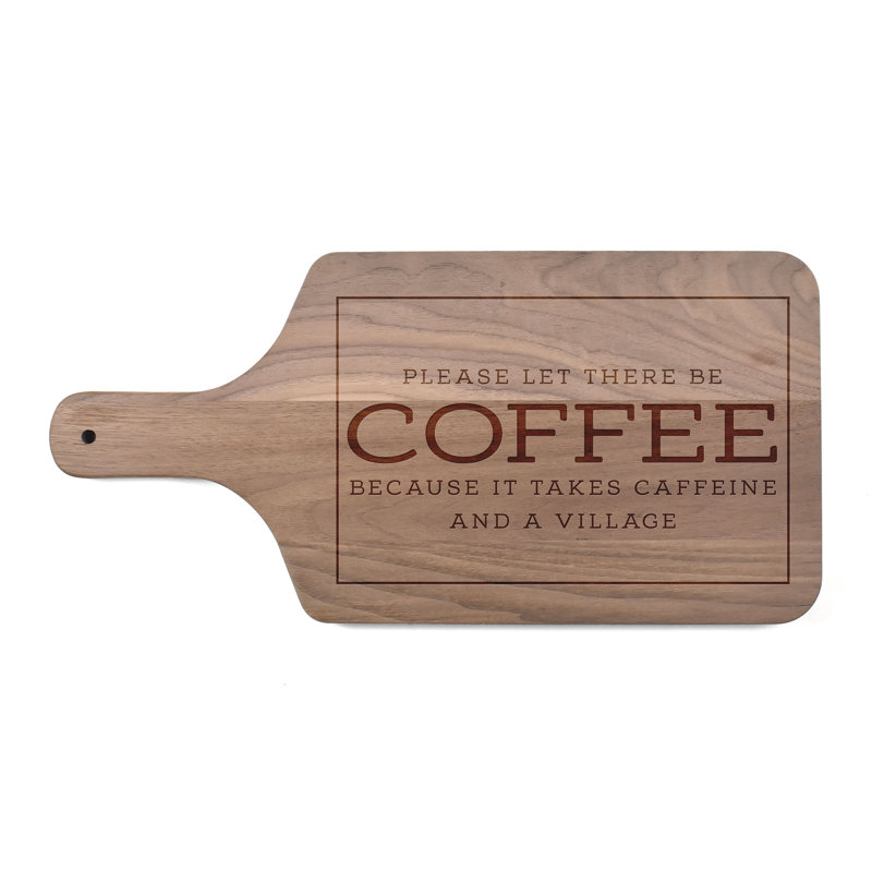 Planche à découper café caféine village, Noyer