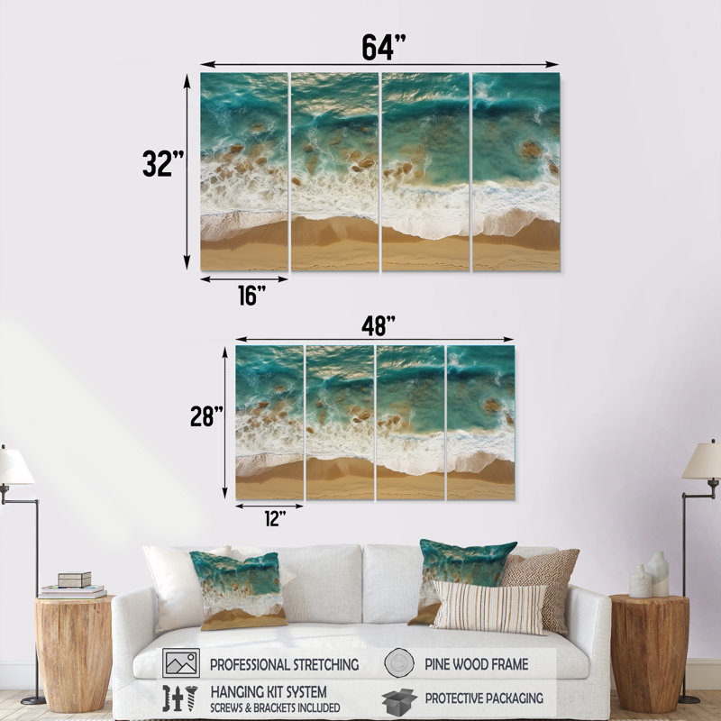 Ensemble de 4 décorations murales Tranquil Waves, H 28 po x l 48 po