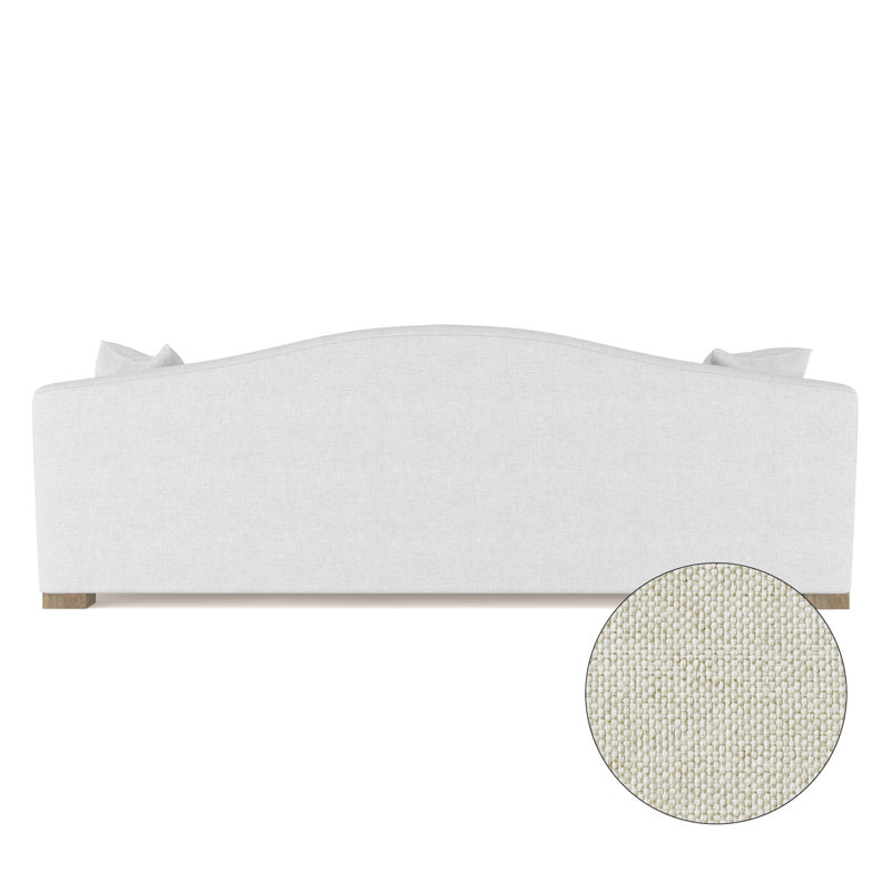 Horatio Camelback Taper Curved-Arm Sofa, 33" H x 84" W x 40" D, Natural, Pebble Weave Linen Alabaster
