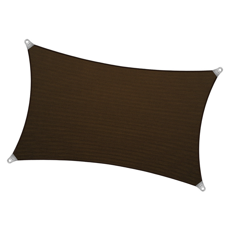 16' x 18' Brown HDPE Rectangle Shade Sail with Stainless Steel Rings