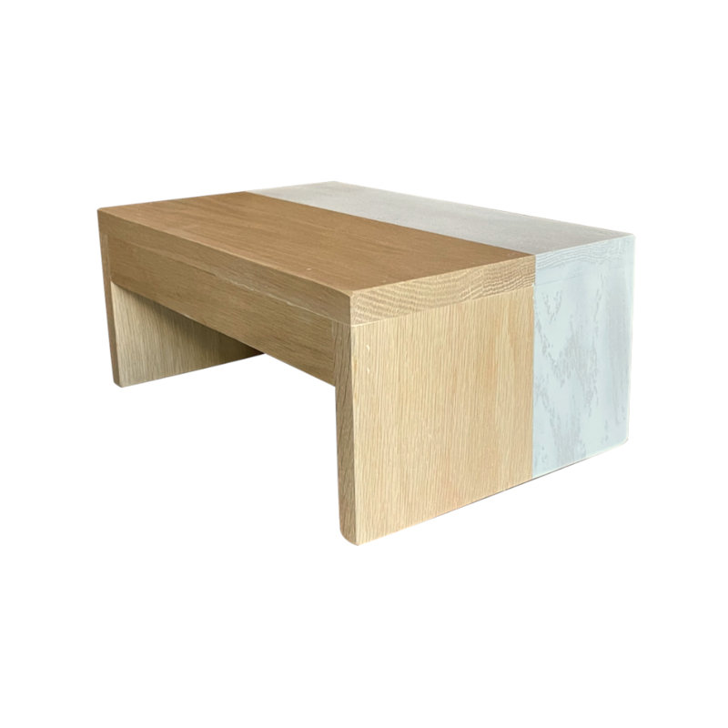 Escabeau moderne en bois et cerisier noyer, Chêne / blanc