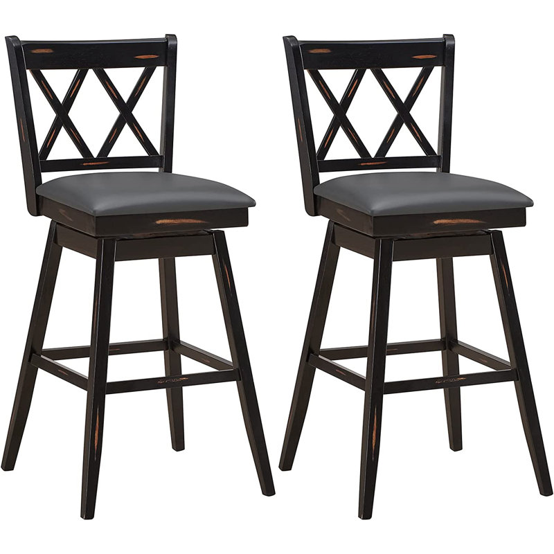 Robbinsen Swivel Upholstered Counter Stool, Black