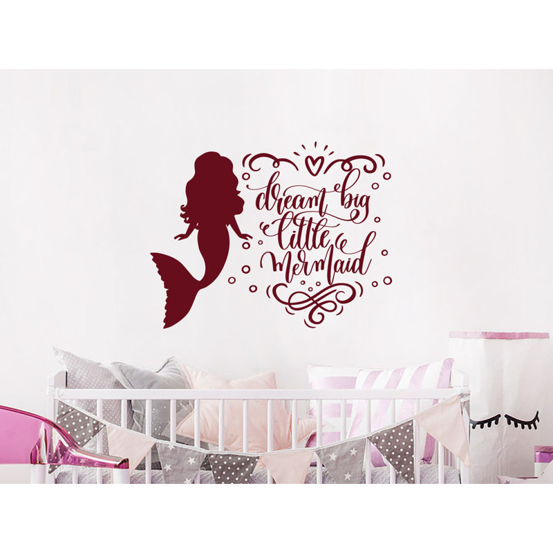 Autocollant mural Dream Big Little Mermaid, Mauve