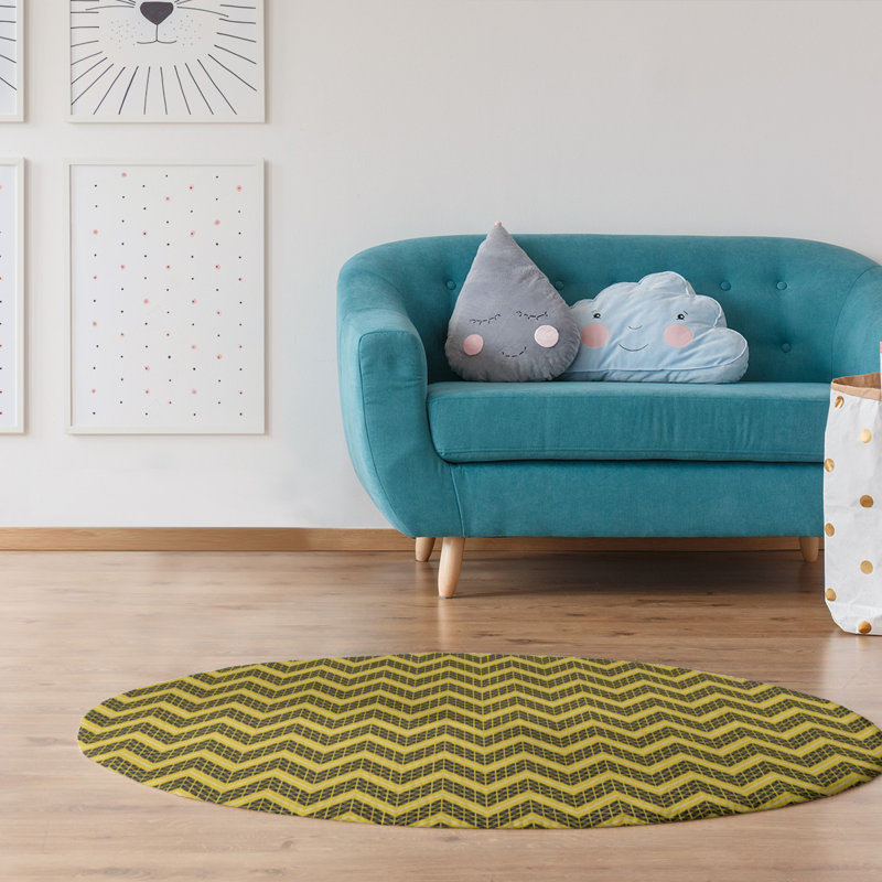 Chenille Chevron Indoor Rug, Round 5'