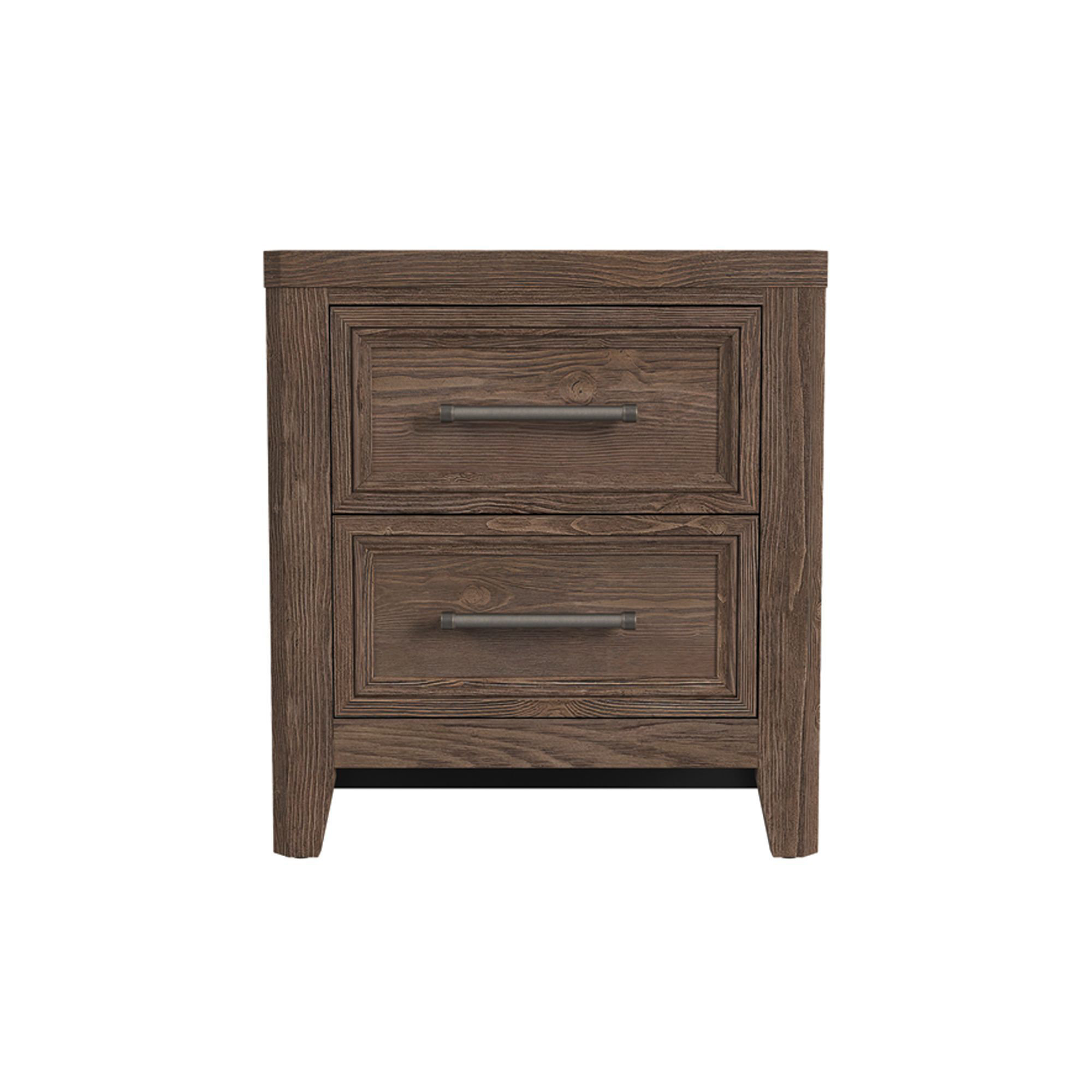 Jemma 2-Drawer Solid Wood Nightstand, Harvest Brown