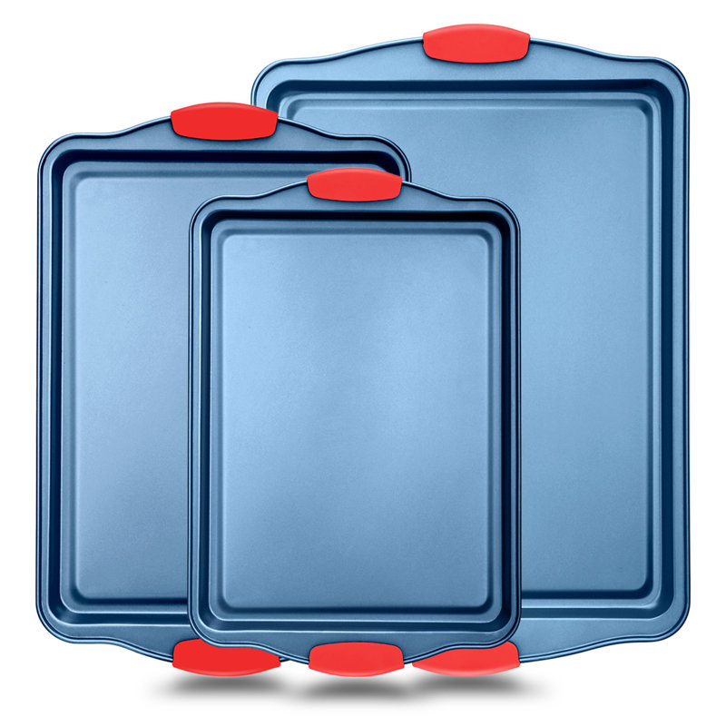 NutriChef Non-Stick Steel 3 Piece Baking Sheet Set