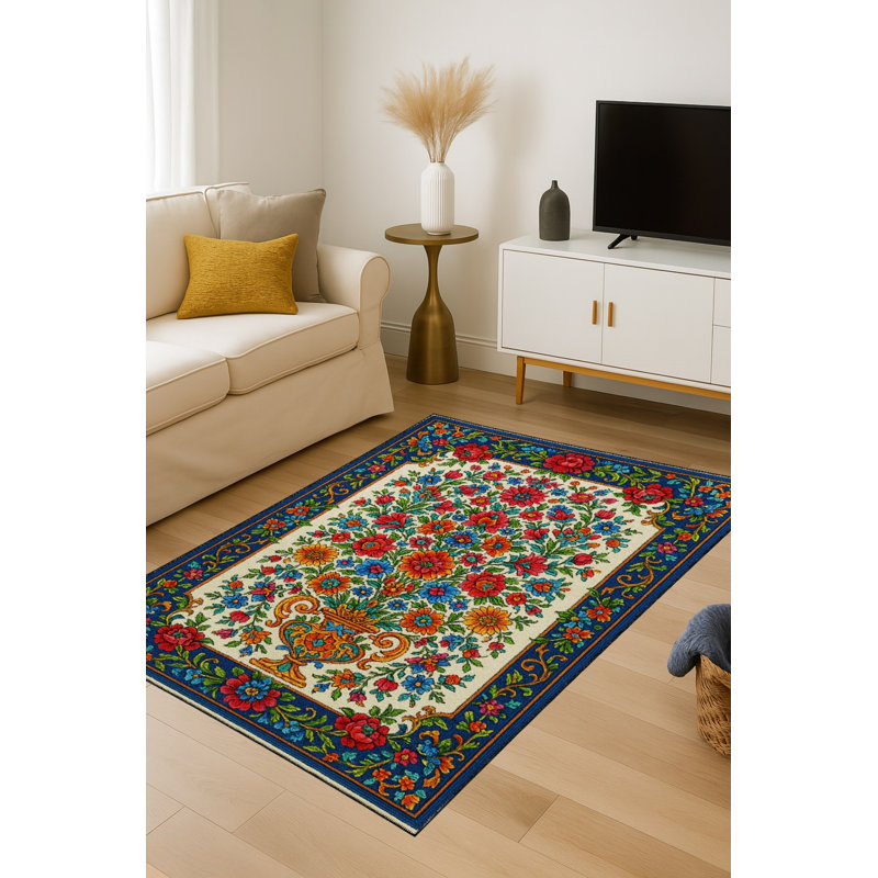 Tapis tissé à motif floral lavable Mosso, 2'6" x 4'11"