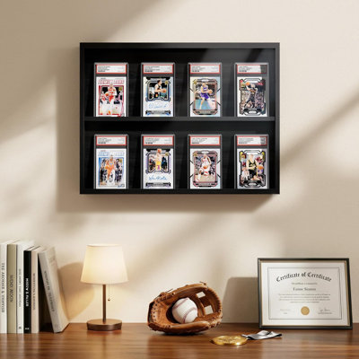 1 Pack Card Display Case, Trading Card Display Frame Wall Mount, Graded Sports Card Display For Trading Card Collection, Black