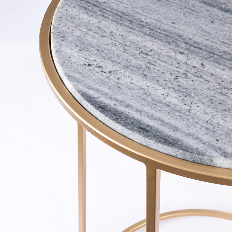 Nikelle Marble Top End Table, Grey, Gold