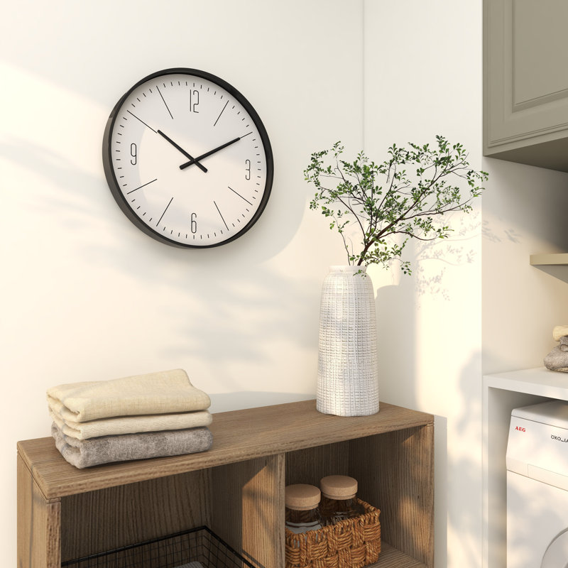 Horloge murale en verre 19,63 "Amburgey, Noir