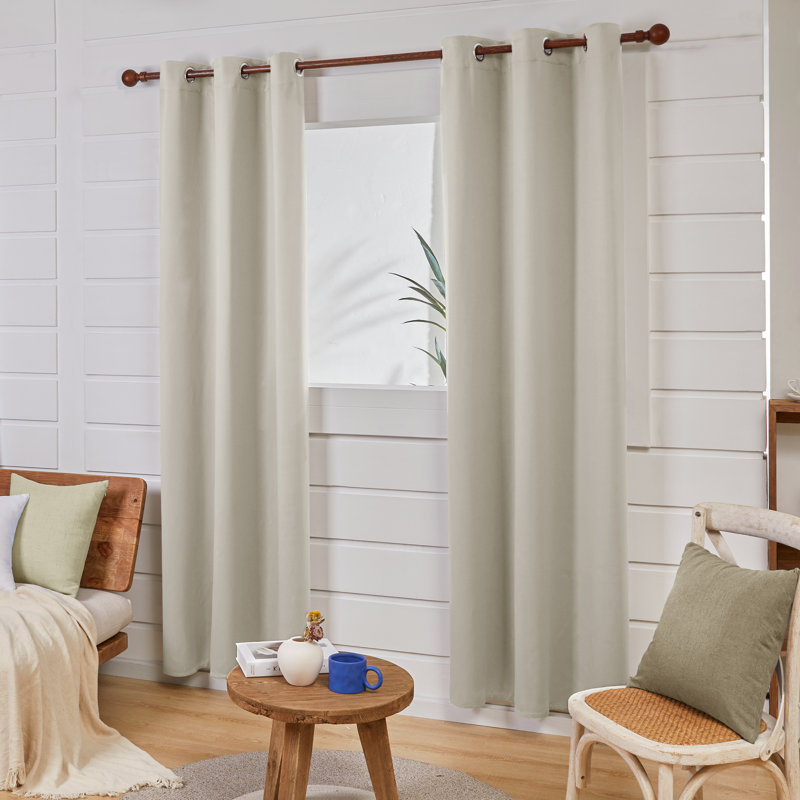 Frome Room Darkening Curtain Pair, 38" W x 63" L, Light Beige