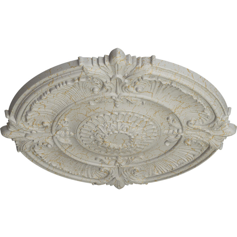 Médaillon de plafond Endurathane Galveston, DO 51 po x P 3 5/8 po x P 3 3/8 po (convient aux auvents jusqu'à 5 7/8 po), finition or riche peinte à la main