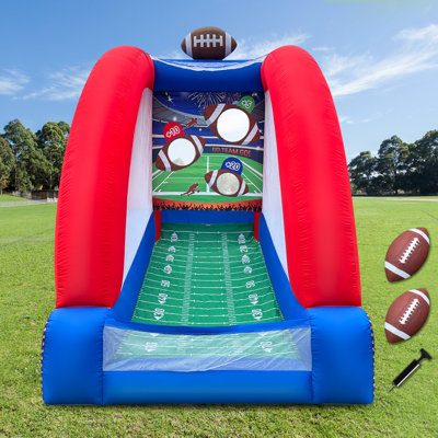 Inflatable Football Toss Game with Footalls and Blower, Interactive Throwing Target Game for Events and Family Activities
