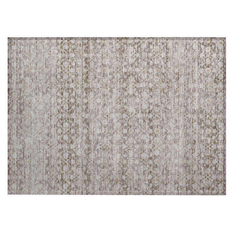 Machine Washable Indoor/Outdoor Xhevrie Taupe Rug, Rectangle 1'8" x 2'6"