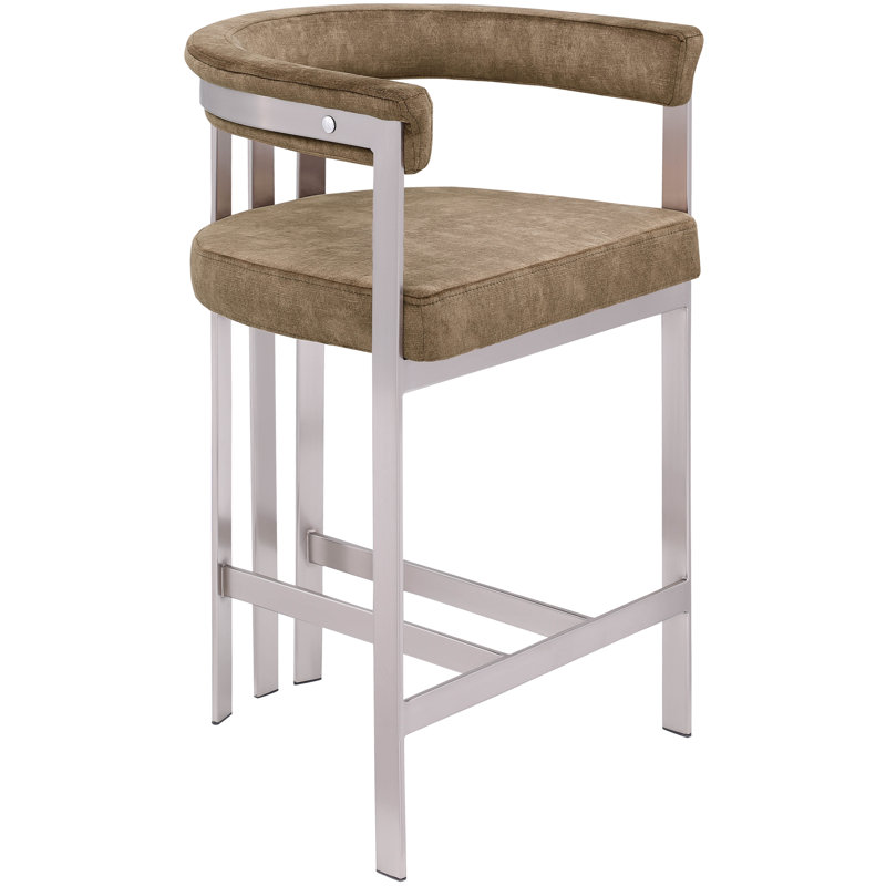 Marcello 26'' Short Counter Stool, Brown Velvet