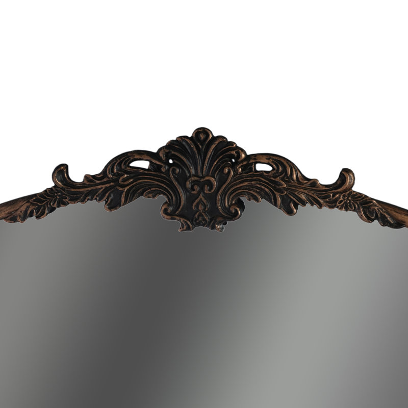 Miroir mural noir arqué baroque vintage français orné 32*24,4"