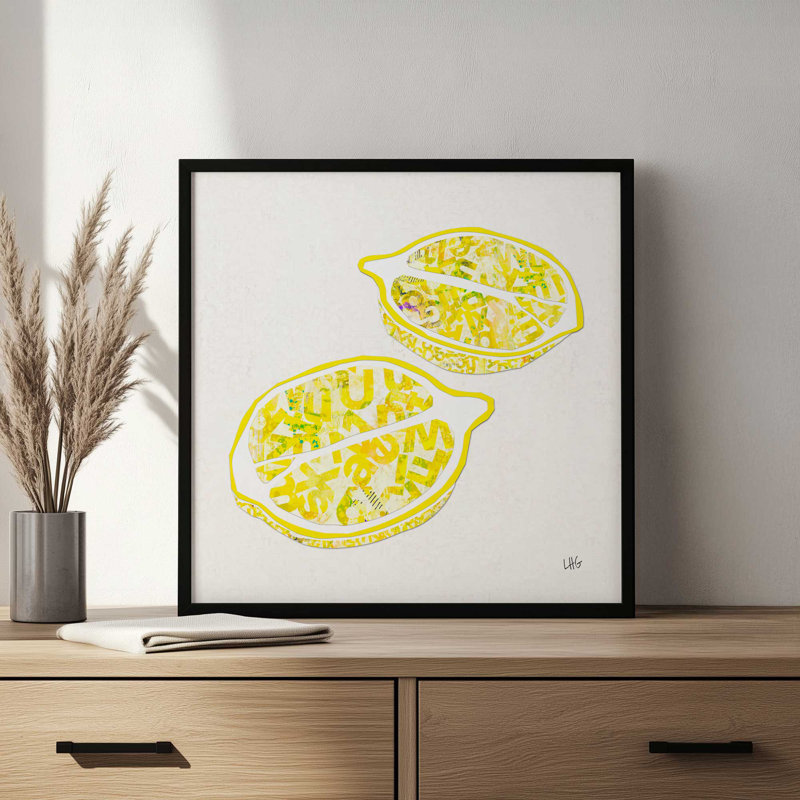 Reproduction d'art «Juice fruits xi» par Laura Gibson, Impression sur cadre ouvert sans papier mat, H 12 po x l 12 po, Doré