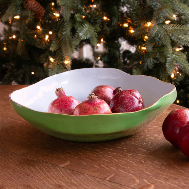 Encanto Nuevo Large Bowl, White/Green