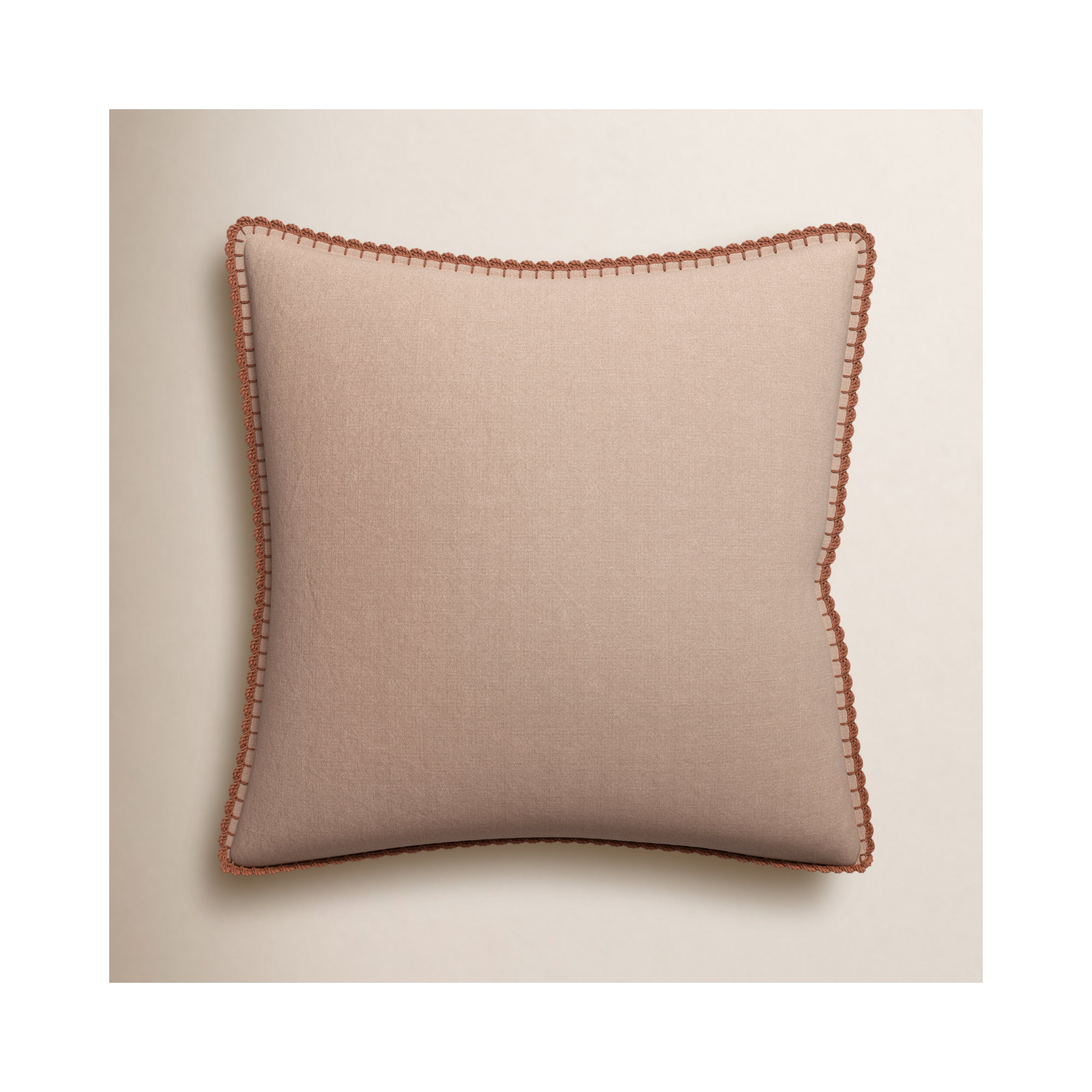 Stokes Embroidered Linen Throw Pillow, Pillow Cover Only, 22" x 22", Terra