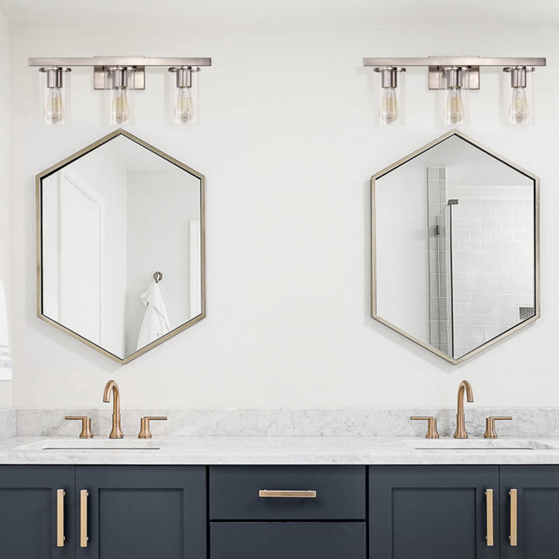 Éclairage pour meuble-lavabo 3 lumières Besaraba, Nickel satiné