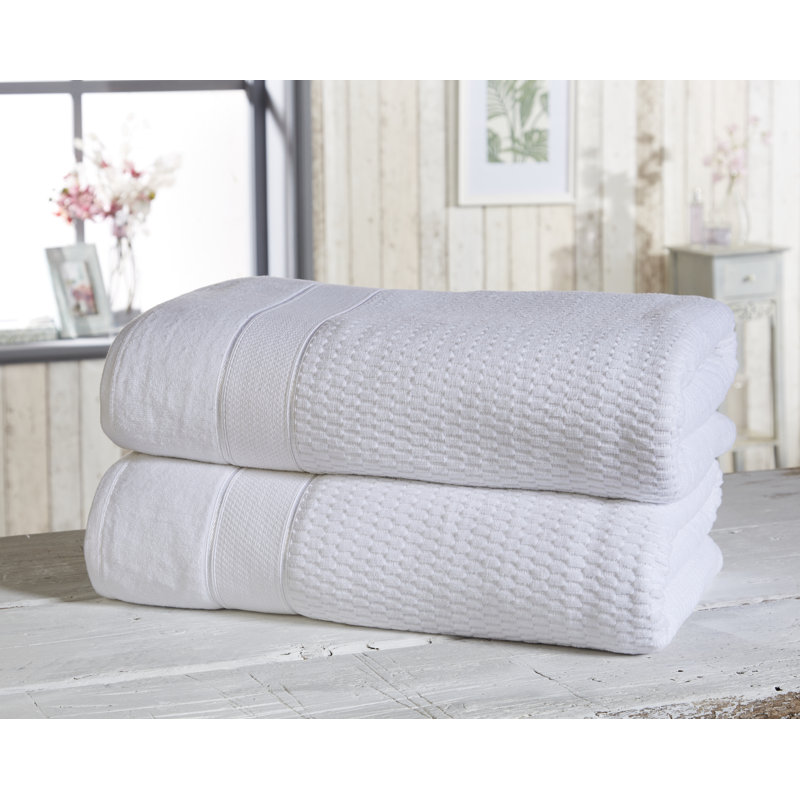 Asare 100% Cotton Midweight Waffle Bath Sheet, White