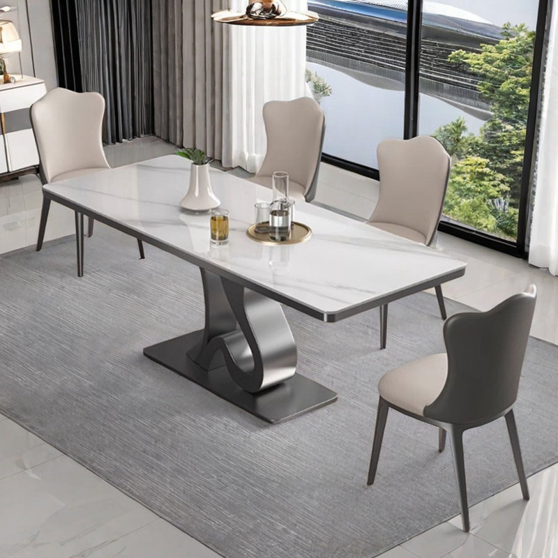 Simple light luxury rectangular dining table sets, 29.5"H x 63"L x 33.5"W
