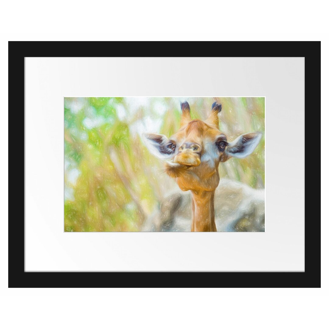 Gerahmtes Poster Giraffe in der Natur