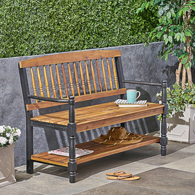 Farmhouse Bench With Built-In Shelf