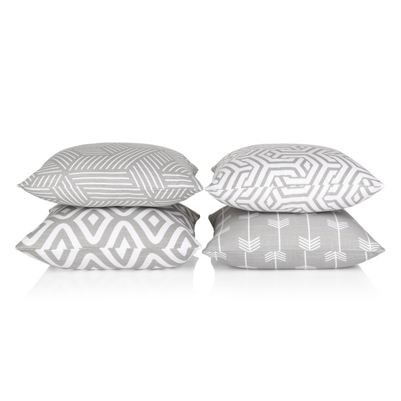 Dash Geometric Square Throw Cushion Cover, Grey