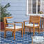 Chaise de salle à manger à lattes en bois d'acacia avec coussin résistant à l'eau-130117403-130117405