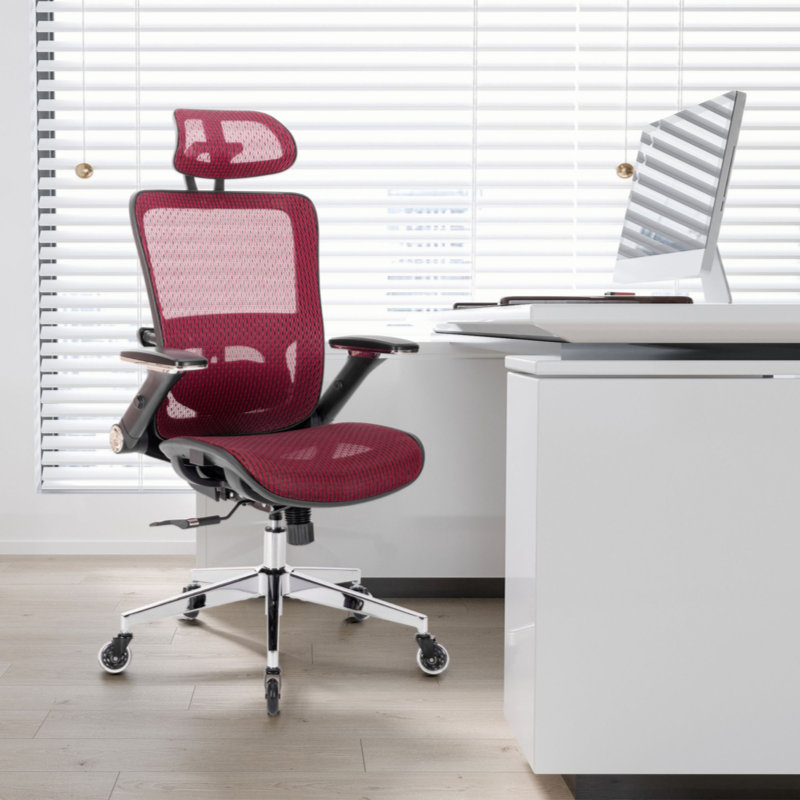 Fauteuil de bureau Ergo Mesh, Rouge, Clair