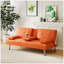 Canapé-lit convertible | Canapé-lit pliant double en cuir orange 67 po avec table basse 67 pouces