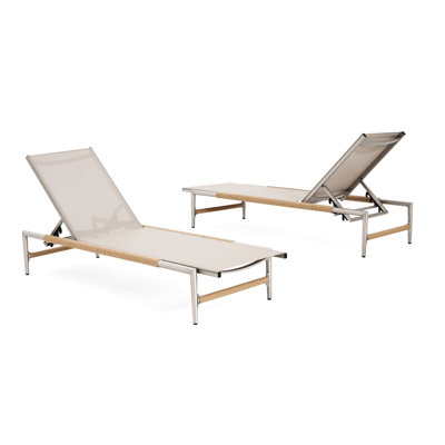 Aluminum Chaise Lounge Bed For Outdoor Patio - Two Pieces, Rust Frame, Breathable Mesh, Rounded Legs With Softness, Optimal Comfort, Easy To Clean, Great Garden Decor Use Rustic Appeal, Comfortable