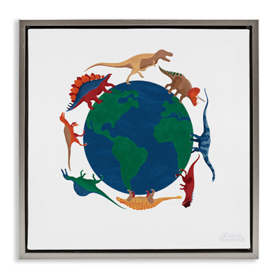 When Dinos Roamed  Framed Floater Canvas Wall Art by Carrie Cantwell