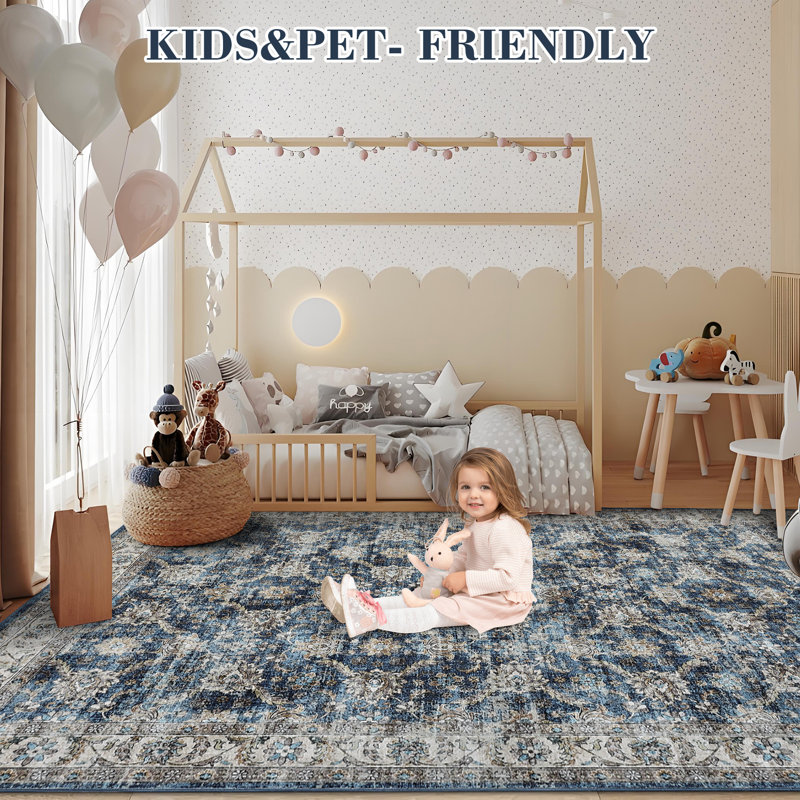 Abstract Area Rug, Blue, Rectangle 160 x 230 cm