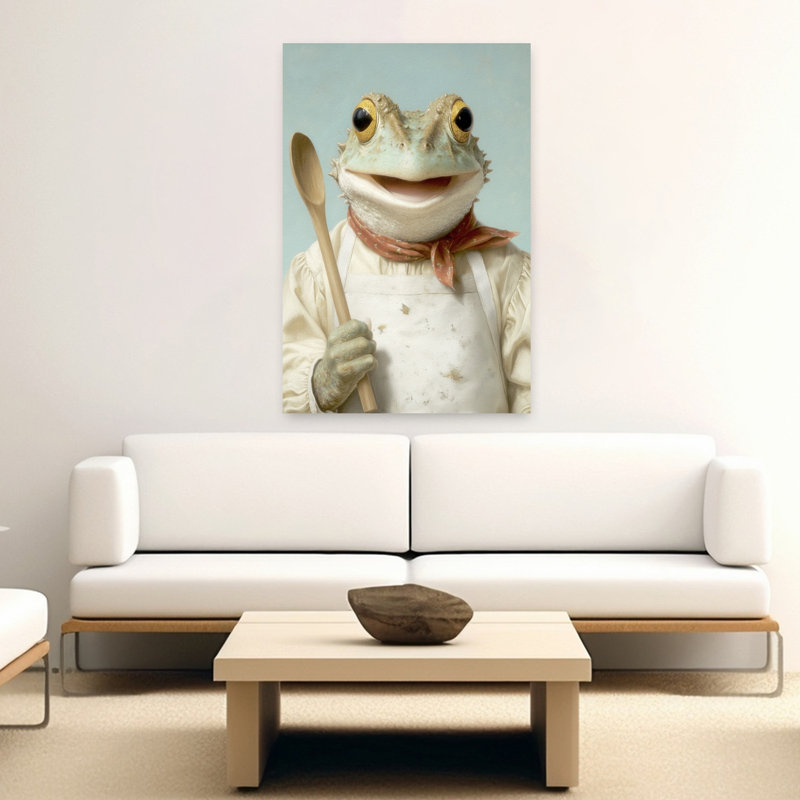 Art mural contemporain Happy Frog Cook, H 60 po x l 40 po