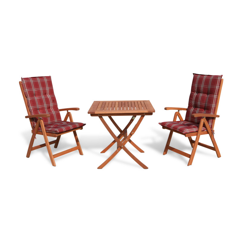 Gomez 2 - Person Eucalyptus Solid Wood Patio Dining Set Square Table with Cushions Included