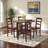 Jachai Walnut 5-piece round drop leaf table with ladder-back chairs