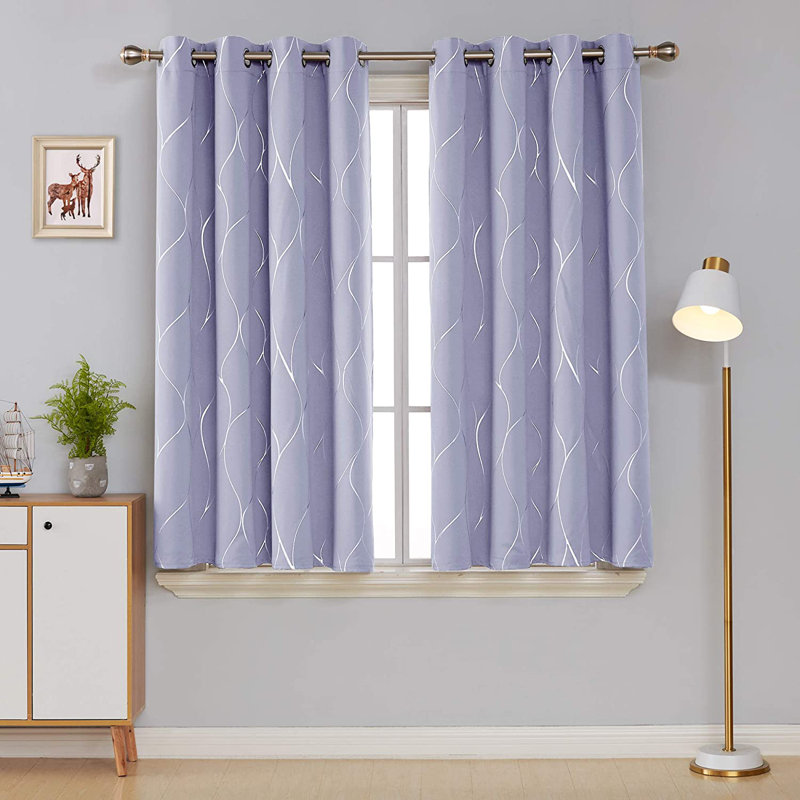 Kellda Thermal Room Darkening Polyester Curtain Panels, 42" W x 54" L, Light Beige