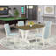 L'ensemble de table moderne 5 pièces comprend une table de cuisine jacobine délavée et 4 chaises rembourrées en tissu bleu lin à haut dossier - Lin brossé blanc-726554556-726554555-726554535