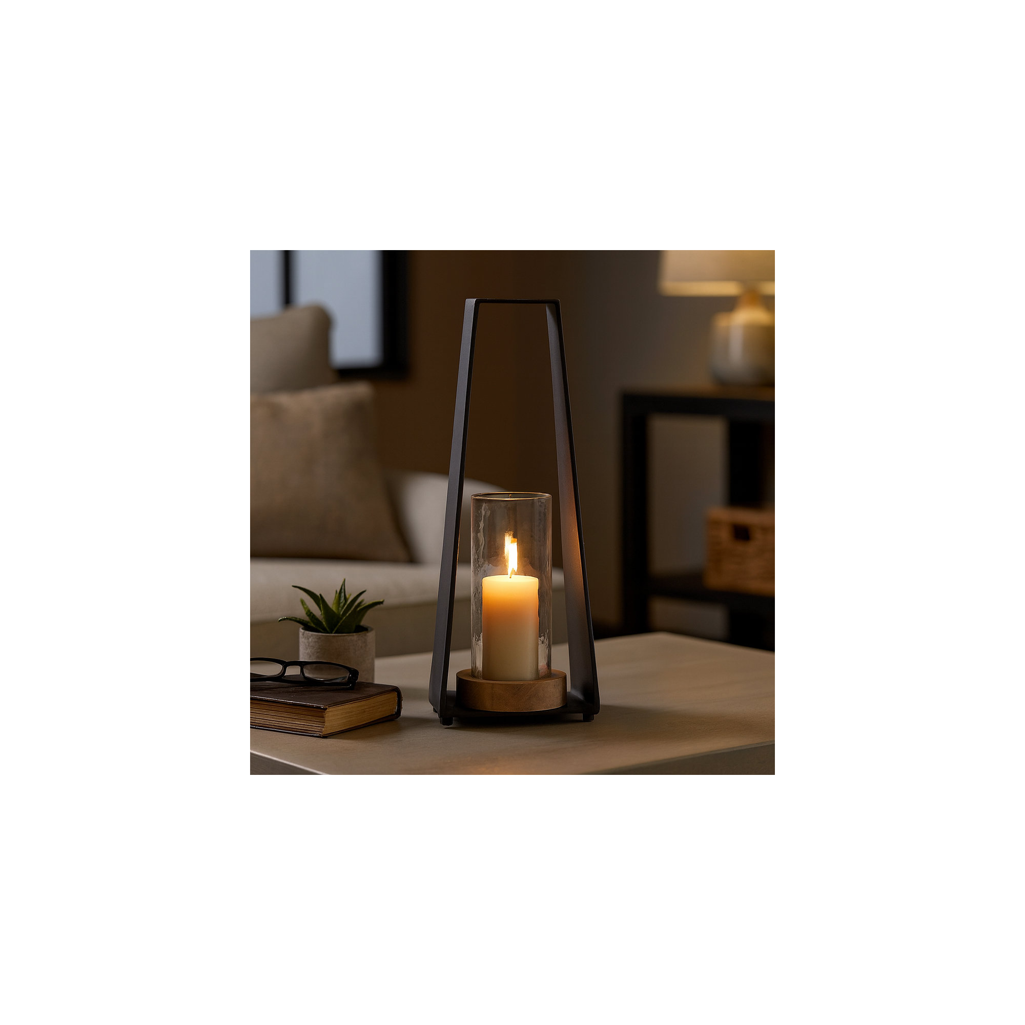 Sagebrook Home's Elegant Glass Candle Holder In Clear - Stylish Metal & Wood, Fits Standard Tealights, Adds Warmth To Any Room