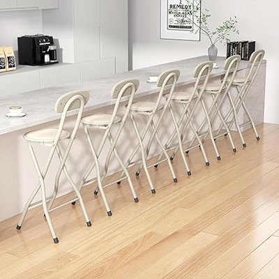 Folding Breakfast Bar Stool padded High Chair Set of 6 Grey