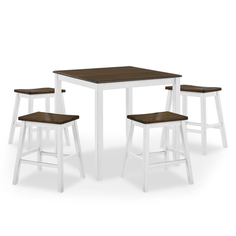 Haikey 4 - Person Four Leg Dining Set, Sea White, Light Gray