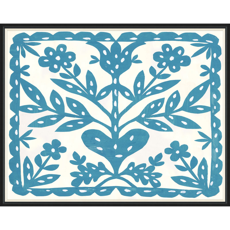 «Blue Flower» par Paule Marrot - impression, Cadre noir, H 43 po x l 54 po x P 1,25 po