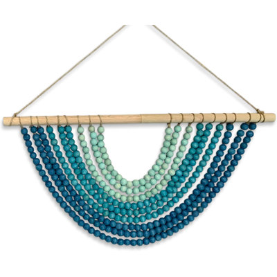 Wooden Bead Flower Wreath Wall Hanging Rug
