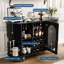 Meuble-bar avec rangement, console de bar à porte coulissante pour bouteilles et verres à vin, design compact - Noir-1057537086
