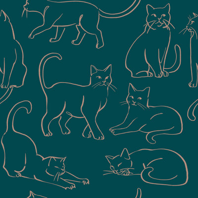 Chat qui pose un papier peint adhésif noir