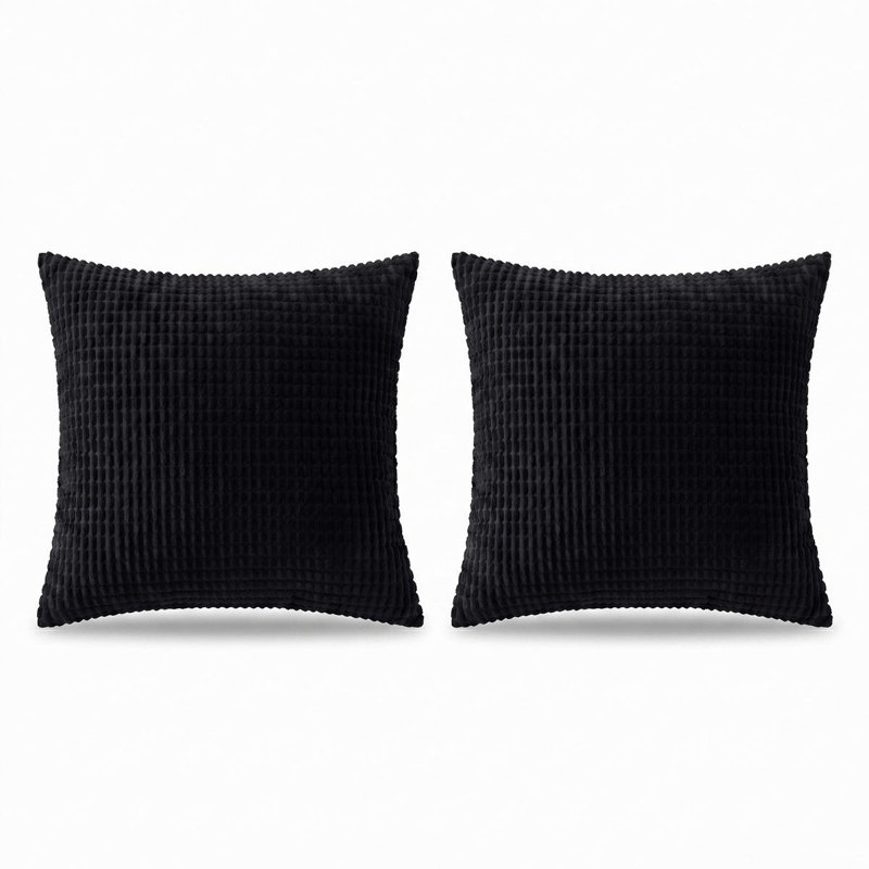Housse de coussin en velours côtelé Minimalist Modern, Black