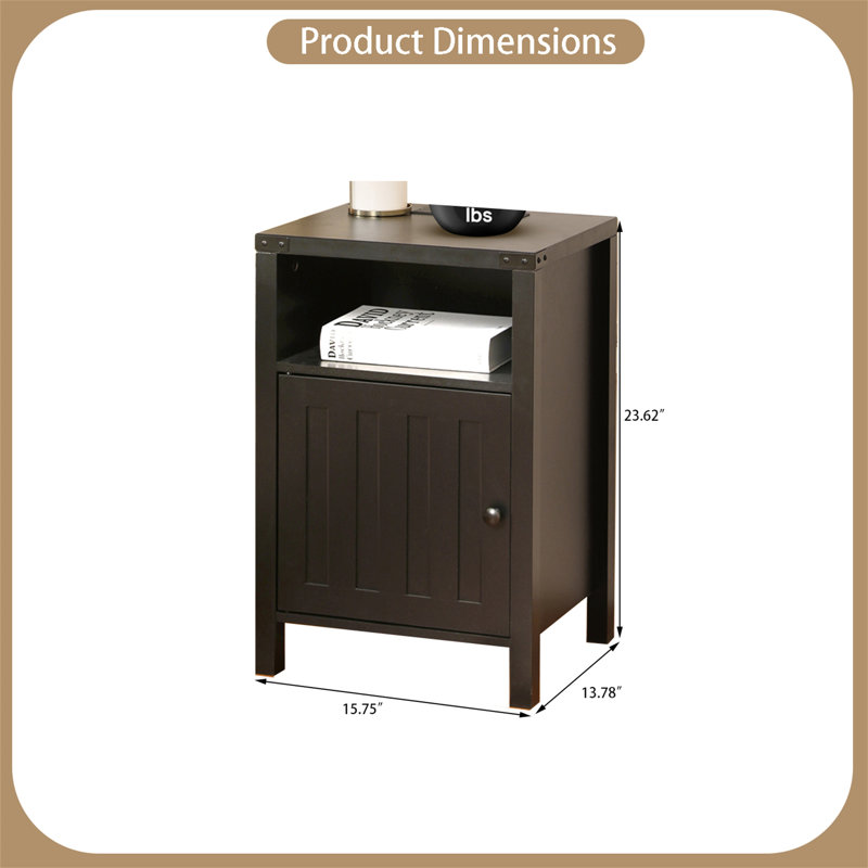 Table de chevet Tamworth, Noir mat